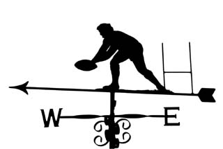 Rugby player weathervane